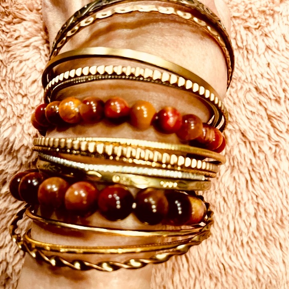 Tigers Eye-Genuine Pink 13 Bracelets 11 Unique Gold, 2 Pink TIGERS EYE, Gorgeous - Picture 11 of 16